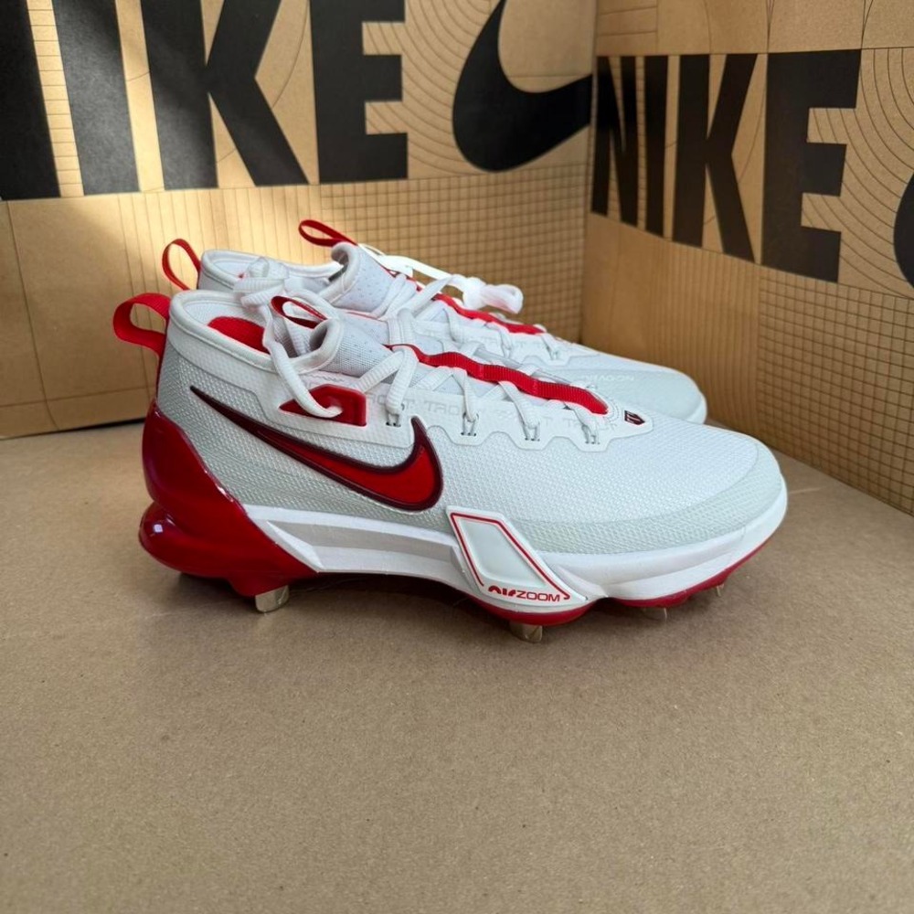 Nike NEW Force Zoom Trout 9 Elite Baseball Cleats White/Red FB2906-101 Size 7‎
